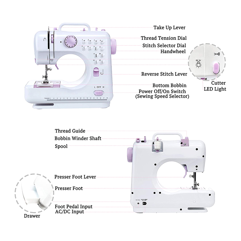 MikaSew Mini Sewing Machine with a 12-Stitch Feature - Vysta Home