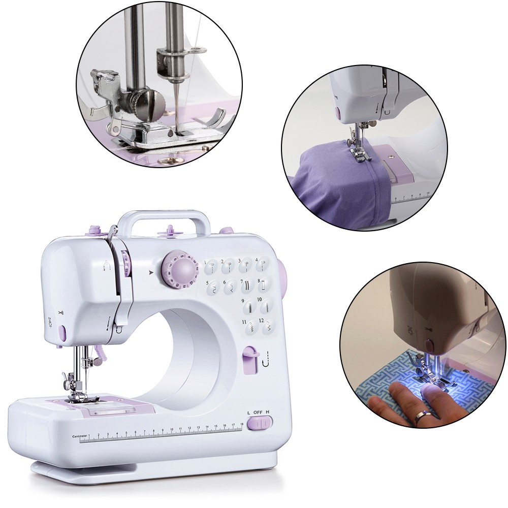 mini desktop portable electric sewing machine 12 stitches household diy  clothes Prices and Specs in Singapore, 12/2023