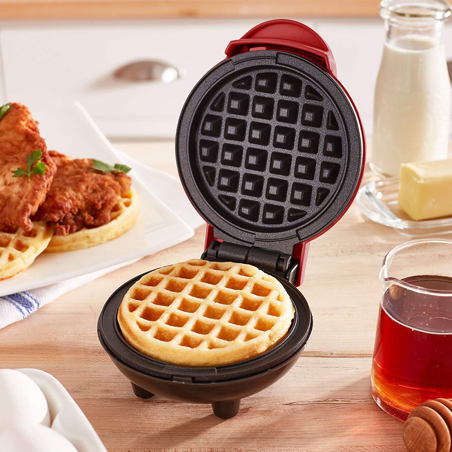 mini double waffle maker 4 non-stick surfaces families, kids, and