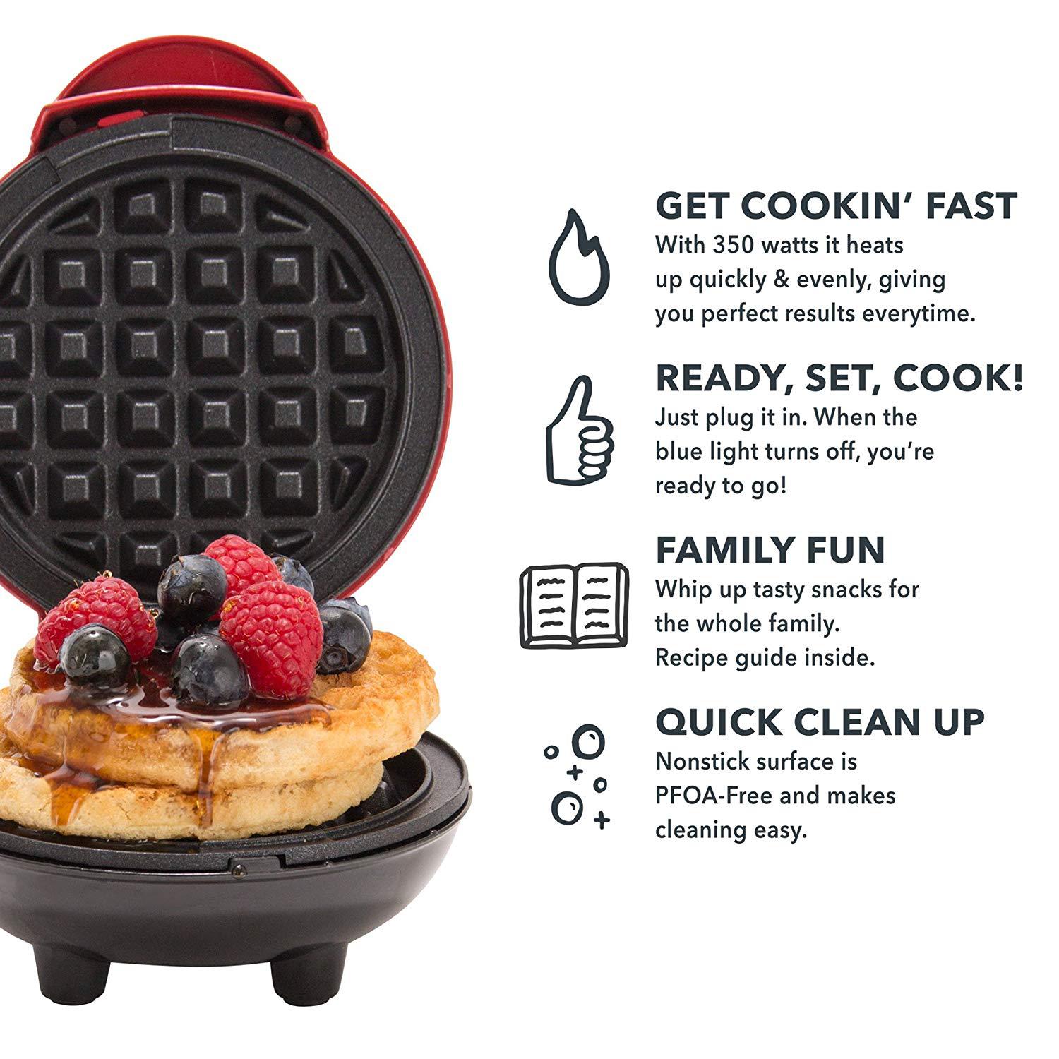 Mini Waffle Maker Machine Chaffle Maker Non-Stick Surface Compact Design