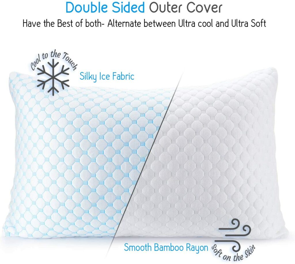 Memory Foam Pillows Heat Moisture Reducing Cool Gel Infused Soft