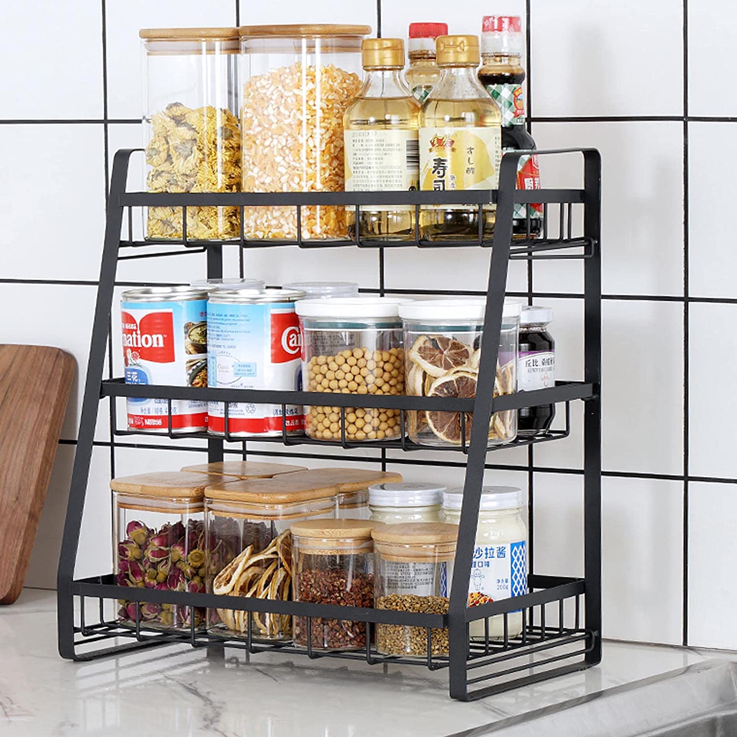 Storage Solutions 3 Tier Adjustable Kitchen Spice Rack Stand Vysta Home