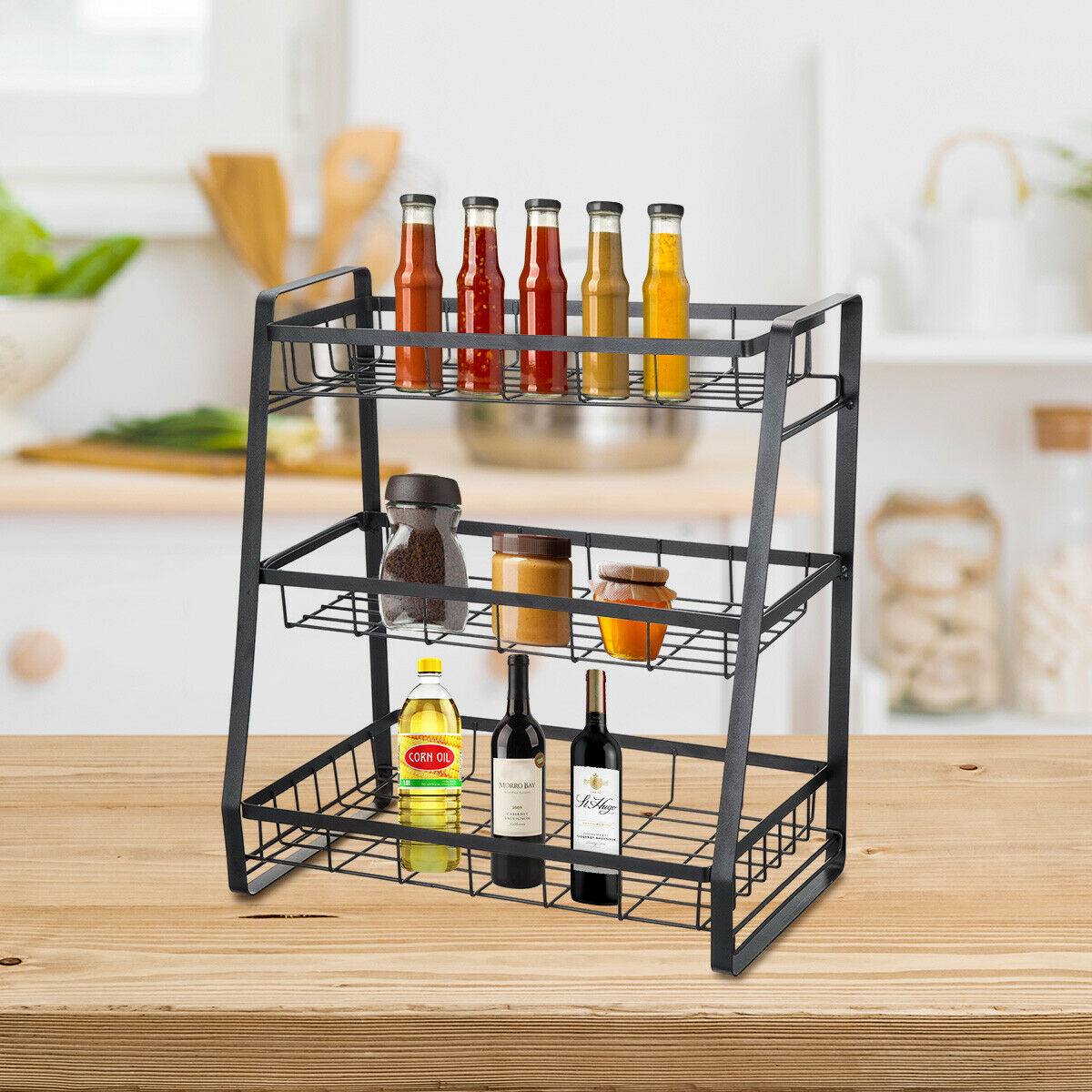 3 Tier Spice Step Shelf- Kitchen Cabinet, Countertop and Pantry Spices and  Seasoning Organizer by Lavish Home (Great for Household Organization)