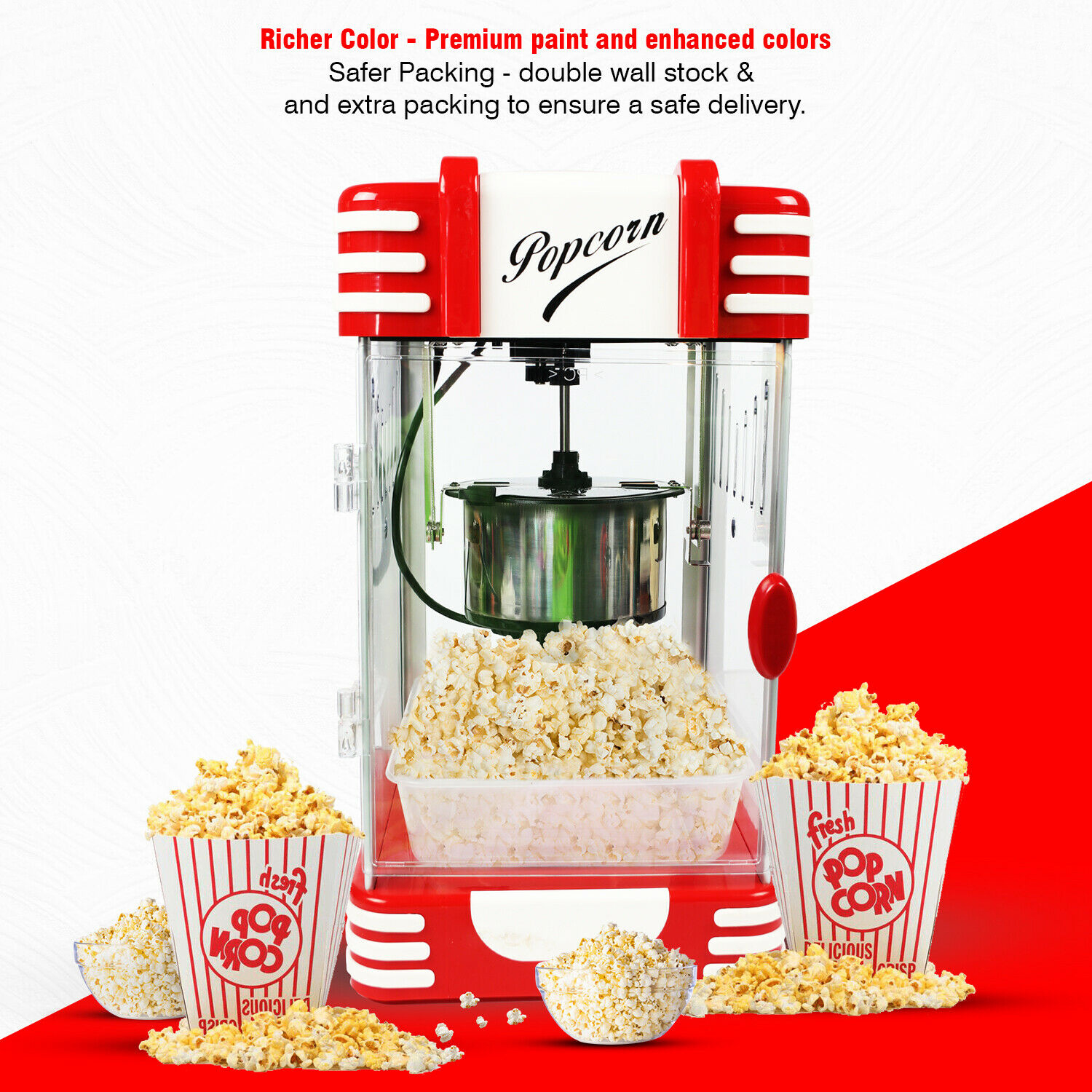 Red Retro Popcorn Maker with Serving Bowl