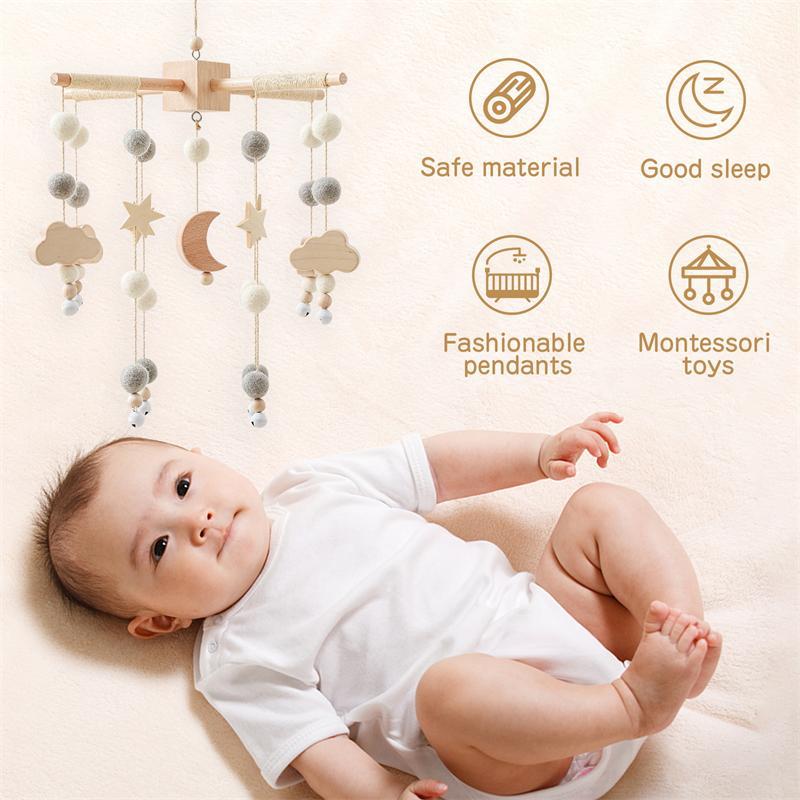 WoodSparkies Baby Mobile for Crib with Montessori Toys Bohemian Design Soft and Soothing Colors Great Aesthetics for Nursery and Crib Vysta Home