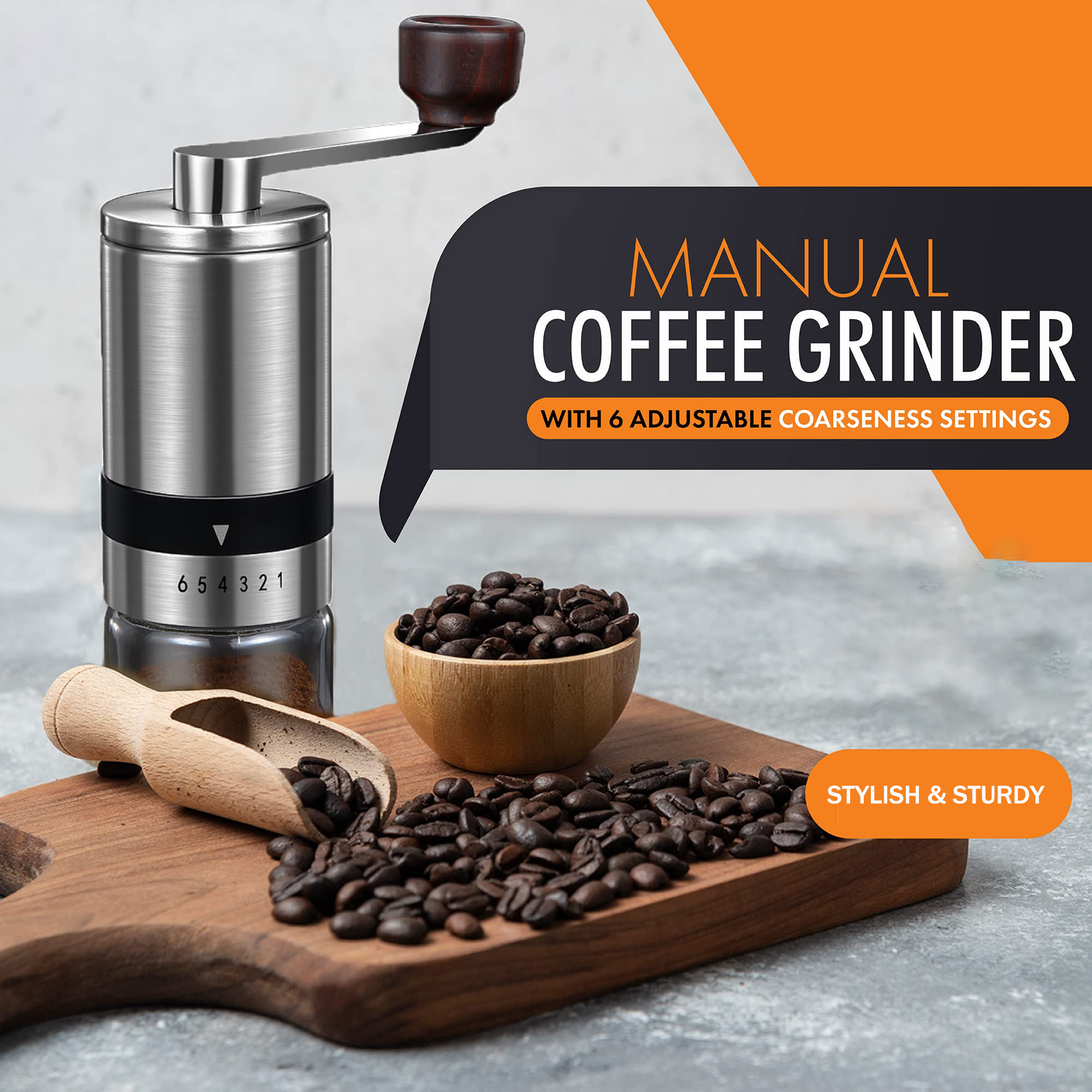 Perfectgrind Manual Coffee Grinder with 6 Adjustable Grind Settings,Strong  Ceramic Burr, Rust-free Material,Makes Up to 3 Tablespoons per Grind -  Vysta Home