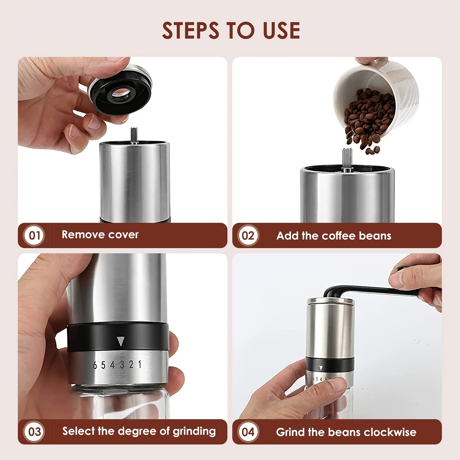 Perfectgrind Manual Coffee Grinder with 6 Adjustable Grind Settings,Strong  Ceramic Burr, Rust-free Material,Makes Up to 3 Tablespoons per Grind 