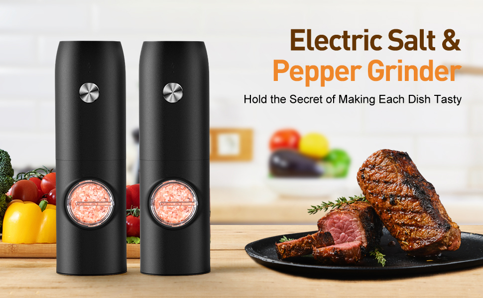 PepWave One-Touch Electric Salt and Pepper Grinder - Adjustable