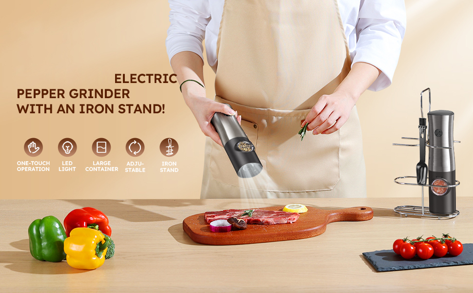 FusionGrind Electric Salt and Pepper Grinder - One-Touch Operation