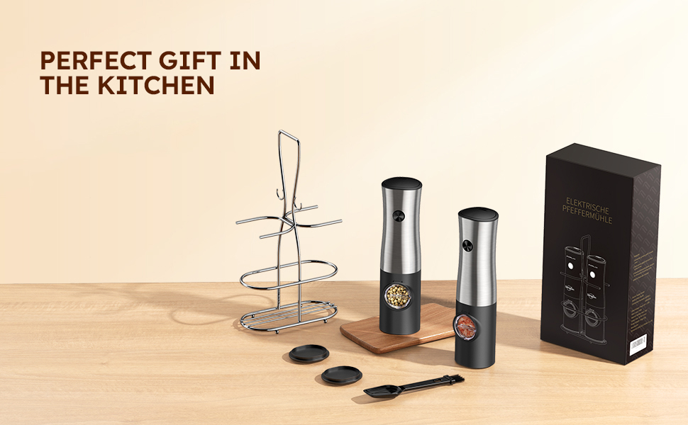 FusionGrind Electric Salt and Pepper Grinder - One-Touch Operation