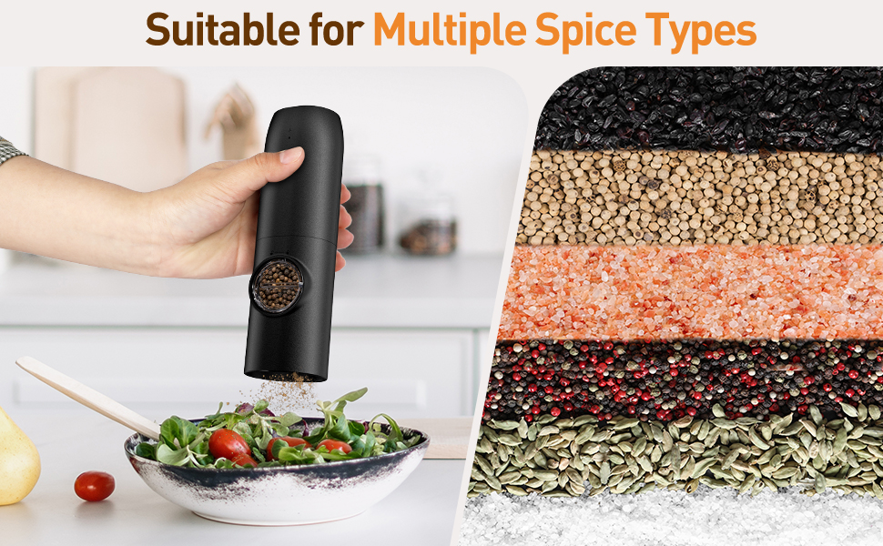 PepWave One-Touch Electric Salt and Pepper Grinder - Adjustable